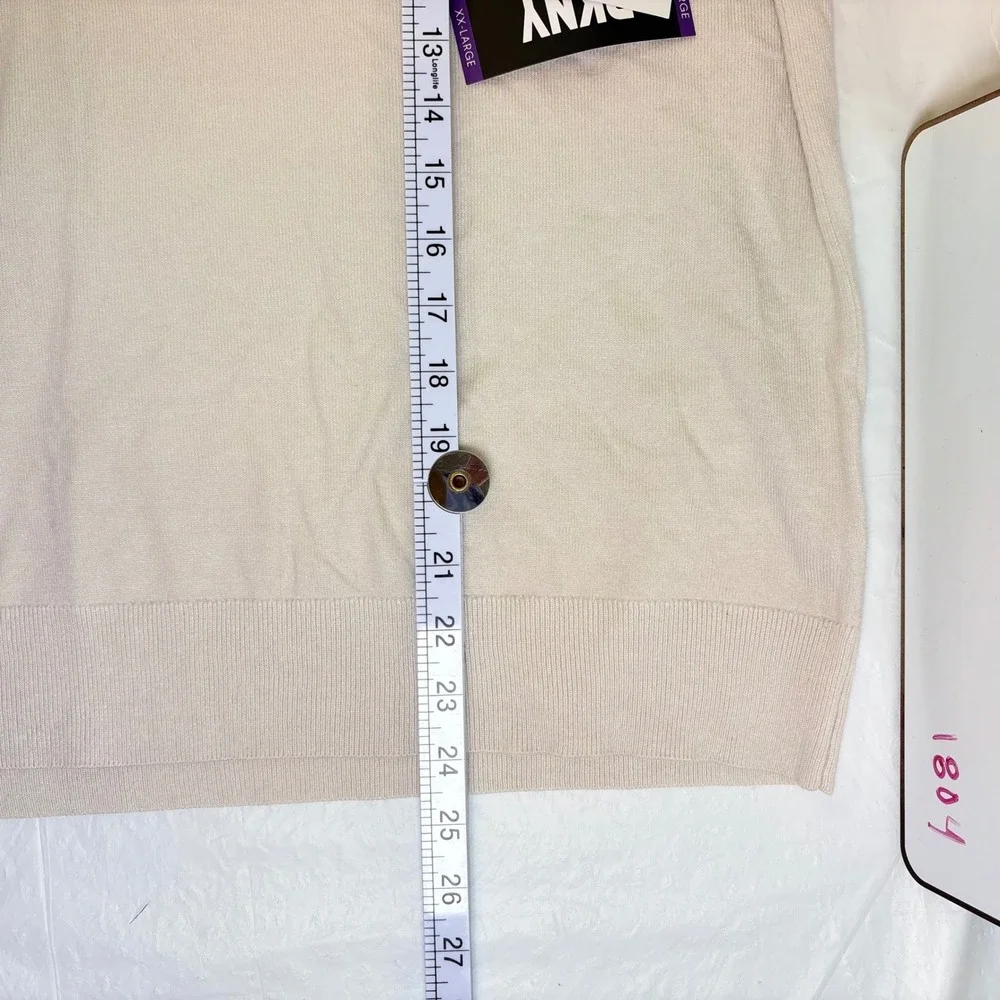 DKNY Womens Beige Short Sleeve Polo Collar Knit Sweater Top XXL E3GR0416 NEW